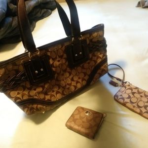 Coach handbag, coin purse and wallet